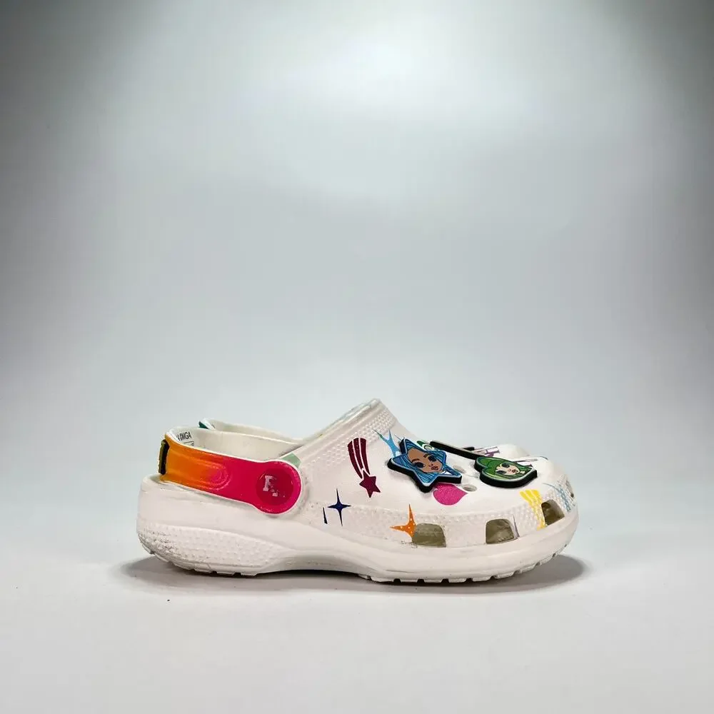 Crocs Classic Rainbow High Clogs White Fashion Dolls Shoes 208117 Youth Size 1